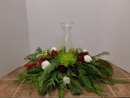 Glass hurricane centerpiece Christmas