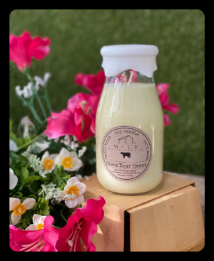 Glass Milk Bottle Candle in Bryan, TX | NAN'S BLOSSOM SHOP Glass Milk Bottle Candle in Bryan, TX | NAN'S BLOSSOM SHOP