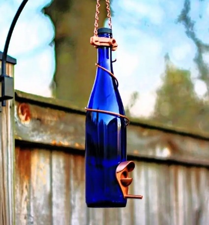 Glass Wine Bottle Bird Feeder Gift Shop