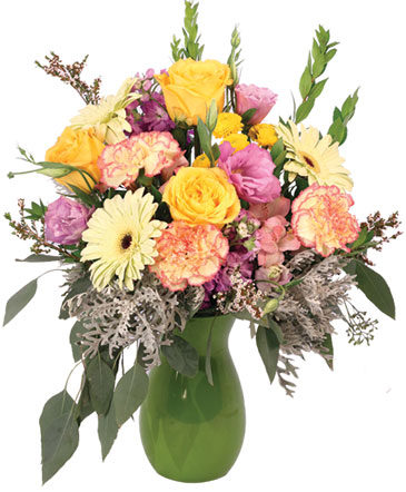 Gleefully Golden Flower Arrangement in Madill, OK | Flower Basket FLORAL DESIGN & GIFTS