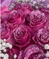 Glitter me up bouquet  Glitter Roses in a wrap with bow