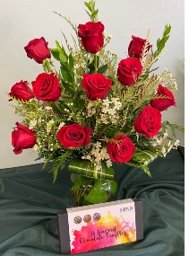 Glorious Red Roses with  Chocolate Truffles 