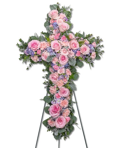 Glorious Garden Cross Sympathy Arrangement