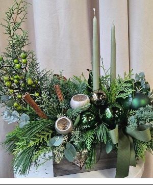 Glorious Green Candles Table Centerpiece