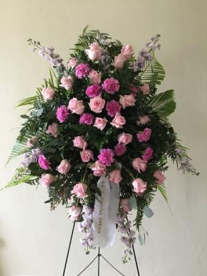 GLORIOUS PINK ROSE SPRAY SYMPATHY/ FUNERAL STANDING SPRAY