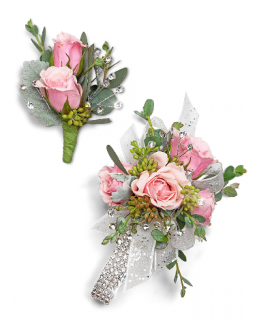 Glossy Corsage and Boutonniere Set Corsage/Boutonniere in Nevada, IA | Flower Bed