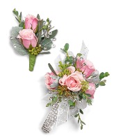 Glossy Corsage and Boutonniere Set Prom