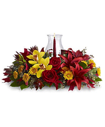 Glow of Gratitude Centerpiece Fall Flowers, Thanksgiving in Oakland Park, FL | Eva's Flowers & Gifts