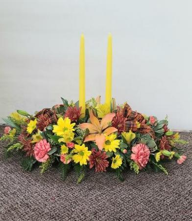 Glowing Fall Centerpiece  FHF-F33 Fresh Flower Arrangement 