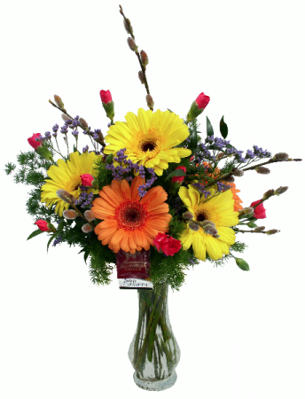 Glowing Gerbera Vase Arrangement