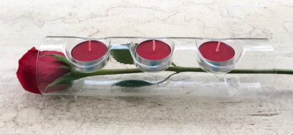 GLOWING LOVE Glass Holder-Real Rose with Tea Candles