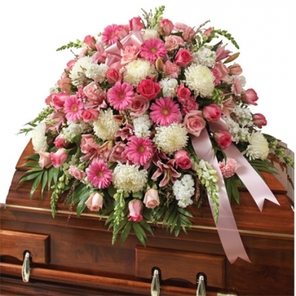 pink and White Casket Spray 