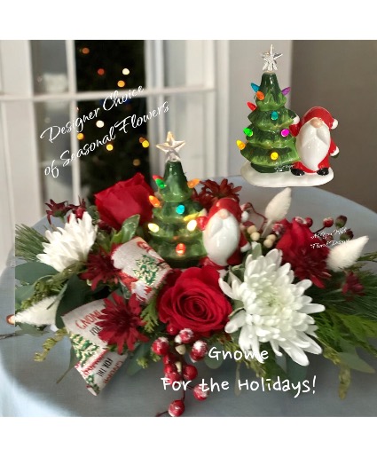 Gnome for the Holidays  Centerpiece arrangement 