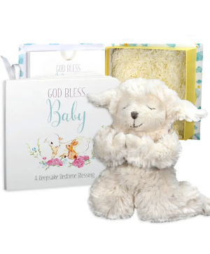 God Bless Baby Gift Set w/ Book, Praying Lamb 