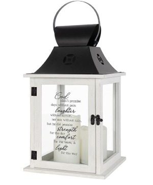 "God Didn't Promise" 3-Pillar Candle Lantern Lantern Keepsake