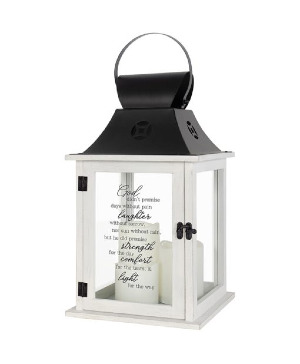 "God didn't promise" 3 pillar lantern Powell Florist Exclusive