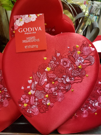 Godiva Red Satin Heart Premium Assorted Truffles & Chocolates 6 oz