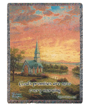 "God's promises are new every morning" throw Afghan