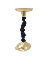 Gold and Black Pillar Candle w/ Pebble Design 