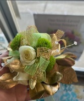 Gold and Green Corsage  