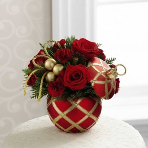 Gold and Red Christmas Bulb  Arrangment