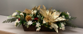 Gold and white Christmas centerpiece in metal Silk Arrangement (ARTIFICIAL)