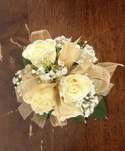 Gold and White Corsage  prom