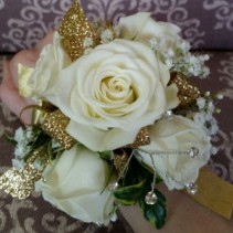 Gold and White Wristlet Corsage