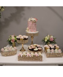 Gold Cake Stands and Dessert Trays Rental 