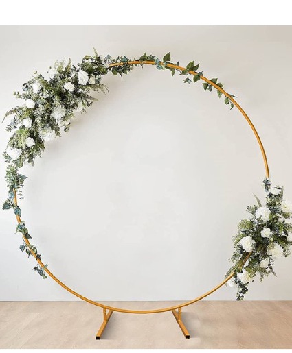 Gold Circle Arch with Artificial Flowers  