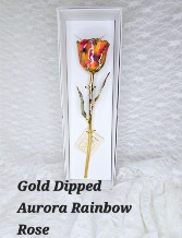 Gold Dipped Aurora Rainbow Rose 