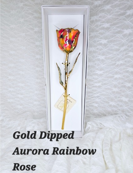 Gold Dipped Aurora Rainbow Rose 