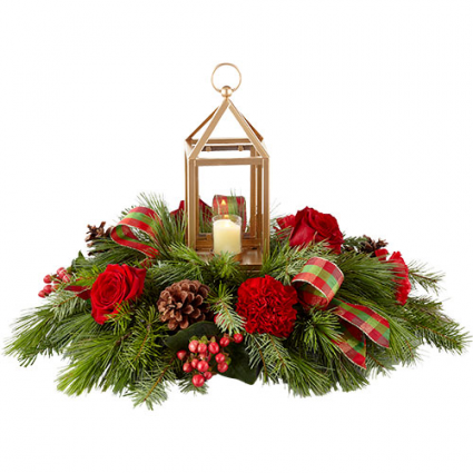 Gold Lantern Christmas Centerpiece