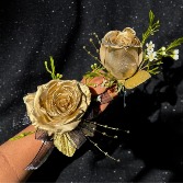 Gold Rose  Corsage & Bout. Set