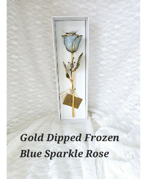 Gold Roses Frozen Blue Sparkle Gold Rose