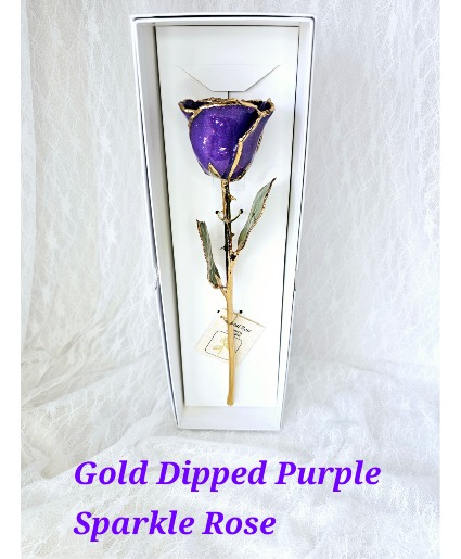 Purple Sparkle Gold Rose 