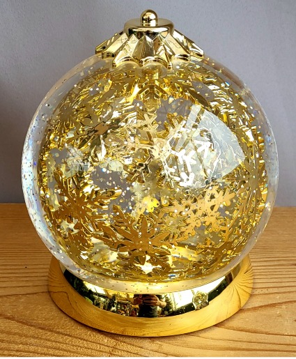 Gold Rotating Snowflakes Light-Up Snowglobe