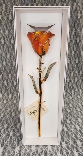 Gold Trimmed Rose Amber Resin/November Birthstone 