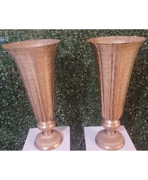 Gold trumpet vases (2) Rental