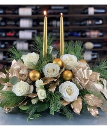 Gold & White Christmas Centerpiece  
