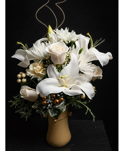 Gold & White Christmas Delight Fresh Arrangement
