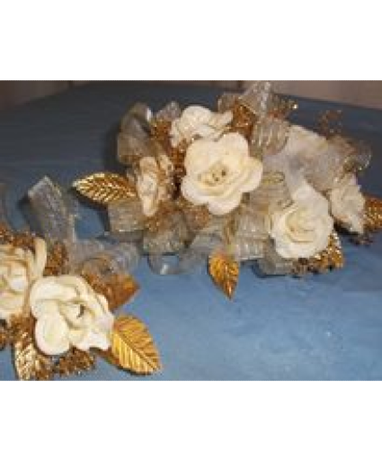 Gold & White Corsage & Bout Pair