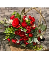 Gold Wire Sculpture with Permanent Florals 