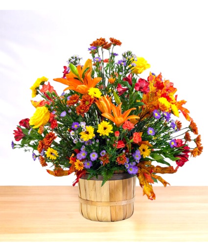 Golden Barrel Blooms  Basket Arrangement