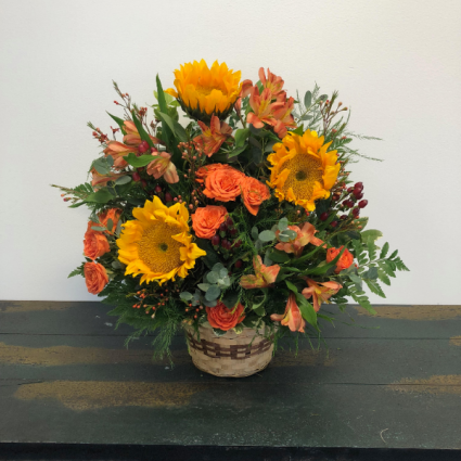 Golden Blooms Flower Basket