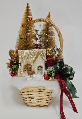 Golden Christmas Basket Decor
