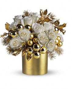 Golden Christmas  Cut Flowers with decorations