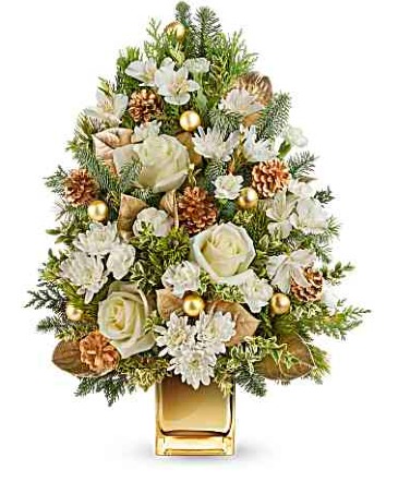 Golden Christmas Tree in Wilmington, DE | EVERLASTING BEAUTY FLORAL DESIGNS