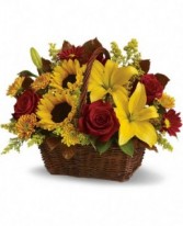 Golden Days Basket Fresh Arrangement