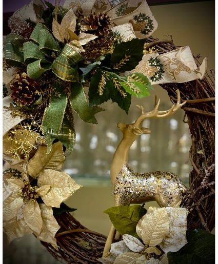 Golden Deer Grapevine Wreath